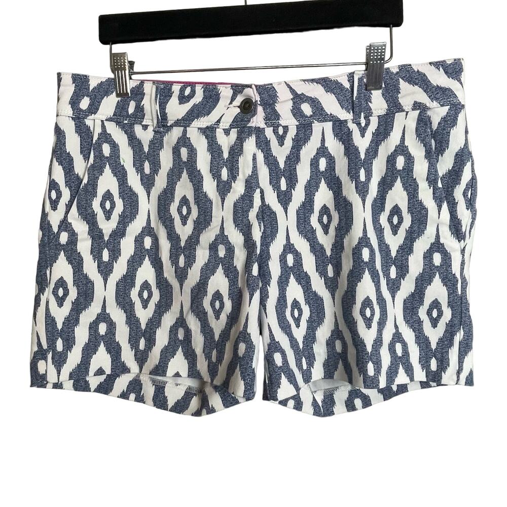 Isaac Mizrahi New York Women's Chino Shorts Size 10 – Blue White Batik‎ Print